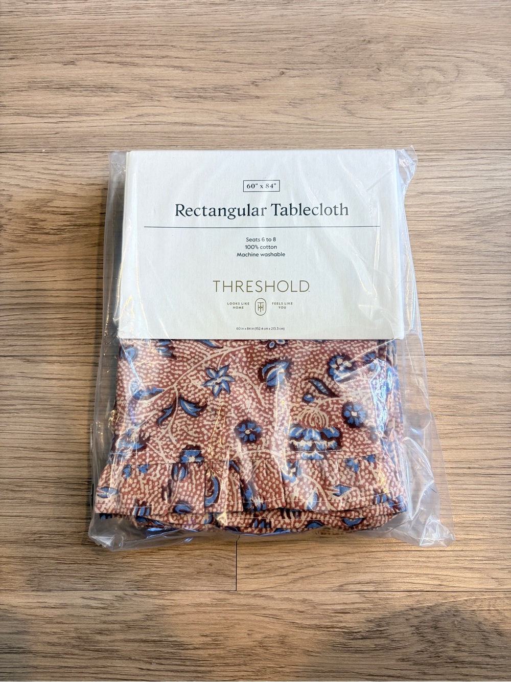 Threshold Rectangular Tablecloth - Blue Floral on Tan